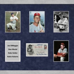 "Baseball Postcard" Autographed by DiMaggio, Musial, Snider, & Roberts