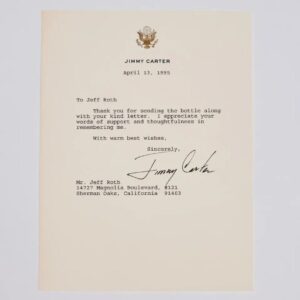 "President Jimmy Carter" Signed Letter