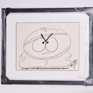 Framed Trey Parker "Eric Cartman" Autographed Drawing (South Park)