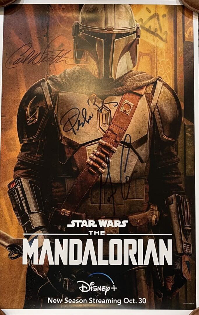 "Star Wars: Mandalorian" cast signed mini poster