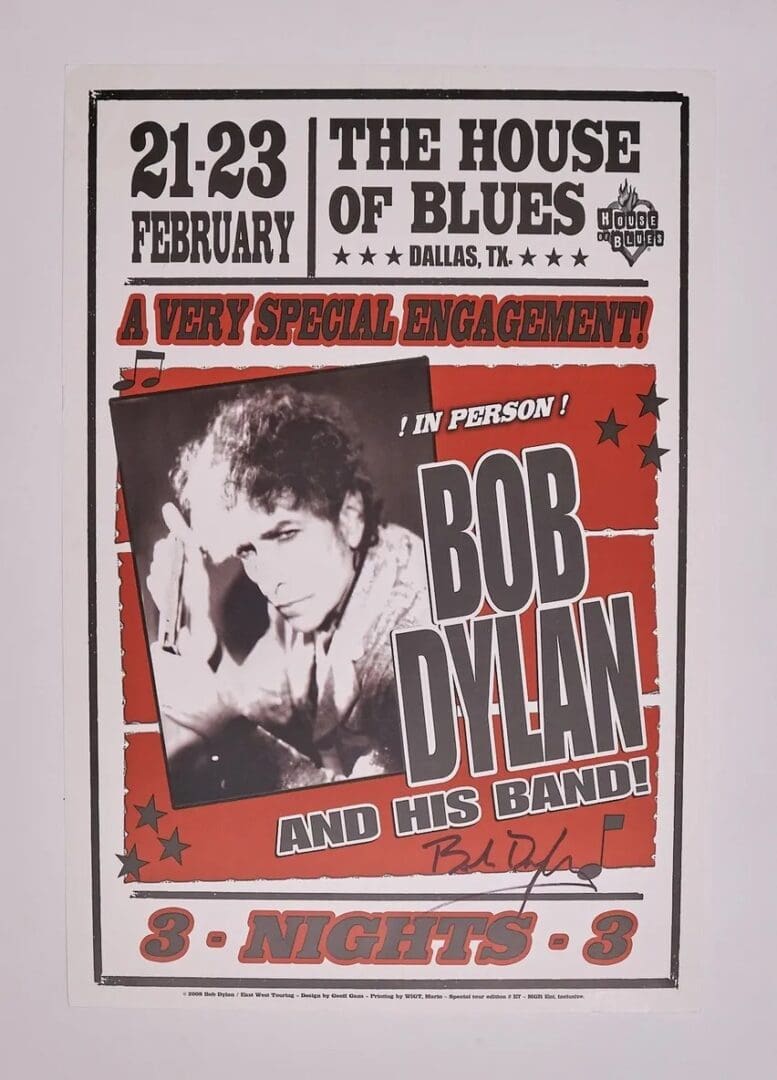"Bob Dylan" Autographed Concert Poster