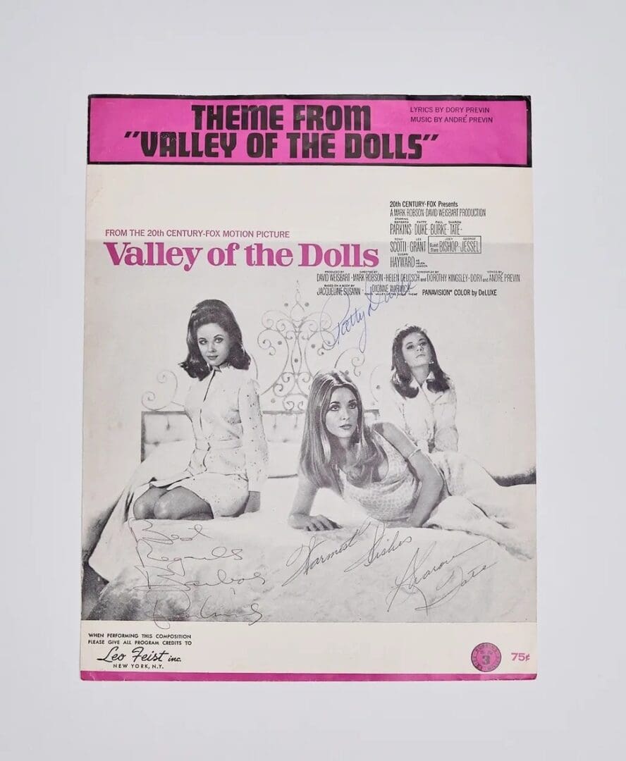 "Valley of the Dolls" Autographed Sheet Music