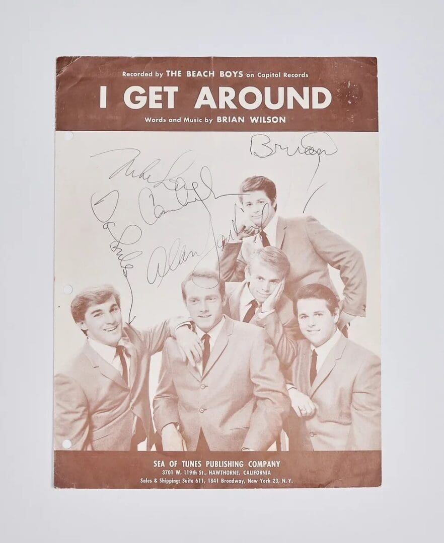 "Beach Boys" Band Signed Sheet Music "I Get Around"