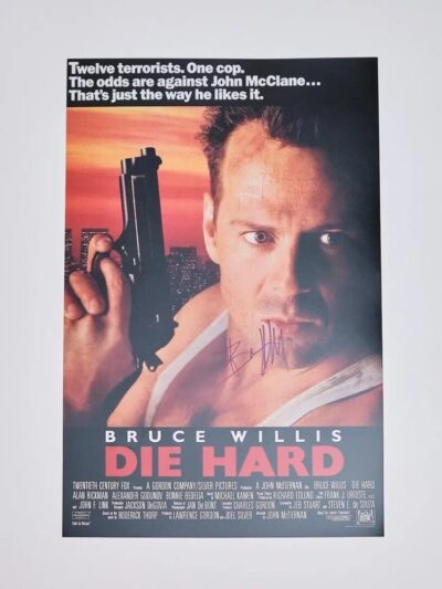 "Die Hard" Mini Movie Poster Autographed by Bruce Willis