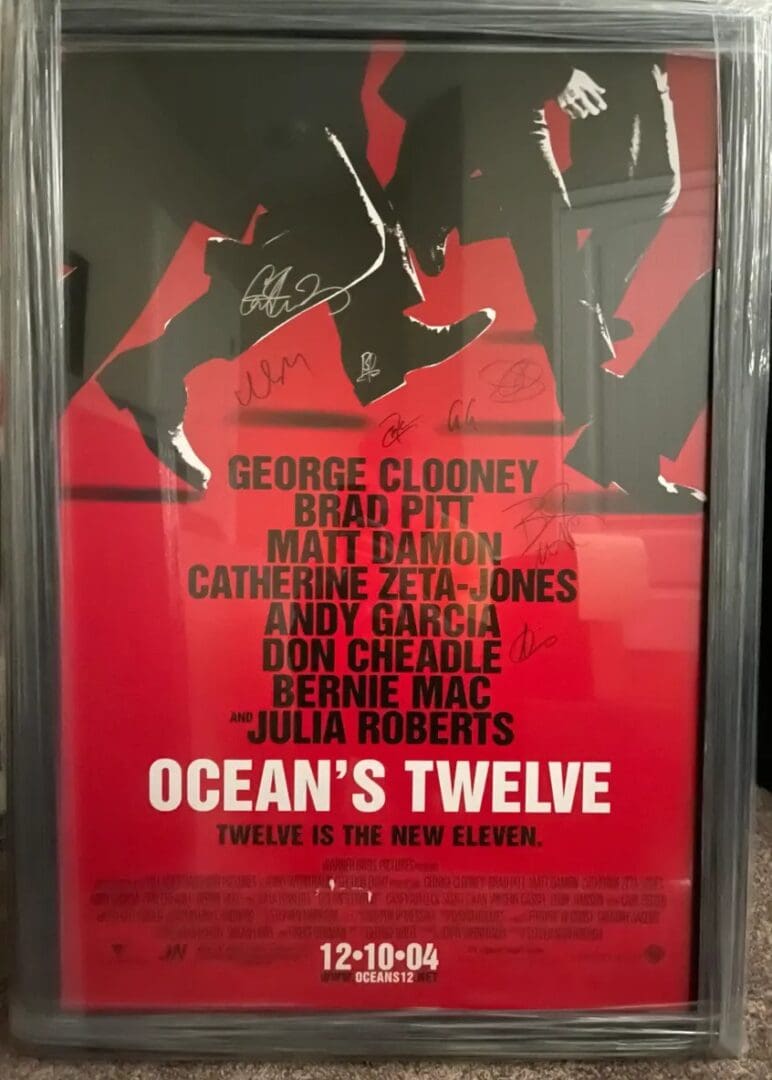 Framed "Oceans Twelve" Autographed Movie Poster