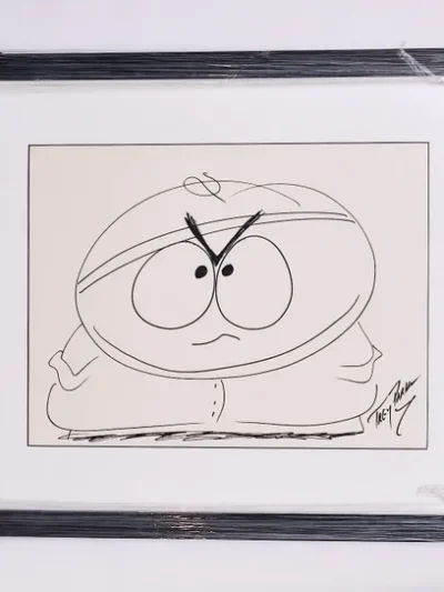 Framed Trey Parker "Eric Cartman" Autographed Drawing (South Park)
